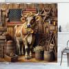 Highland Cattle Waterproof Shower Curtain, Punch-Free Polyester Curtain for Shower Room or Door Partition