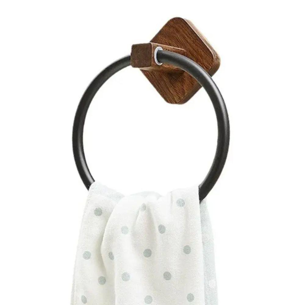 Walnut Wood Portable Towel Racks Round Design Wall Mounted Towel Holder  Home Applications