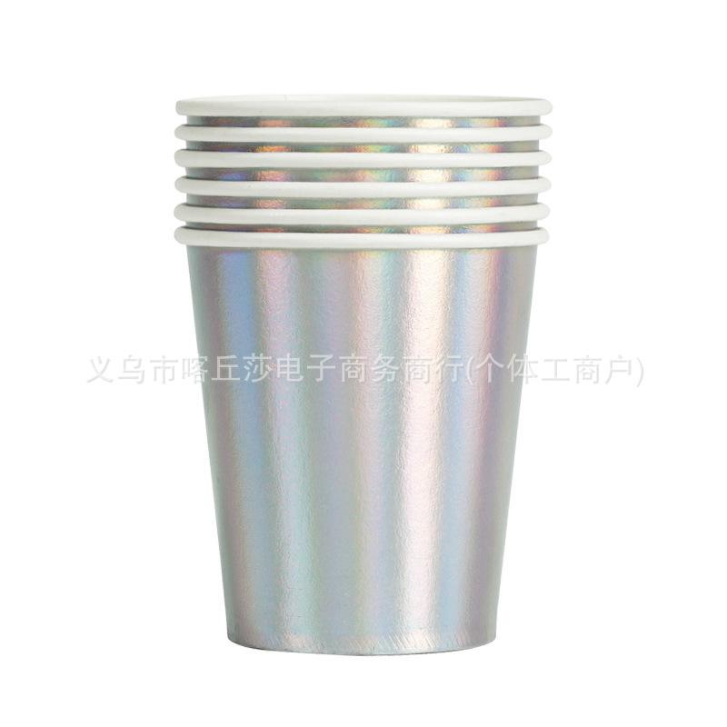 Disposable Bronzing Paper Cup Laser 9 Ounces Paper Cup Birthday Party Decoration Supplies Manufacturer Spot