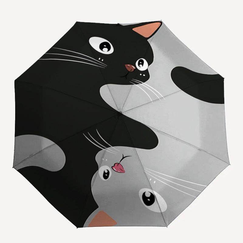 

1pc Yin Yang Cats Automatic Folding Umbrella Portable Collapsible Design, 8-Rib Iron Frame, Durable Fabric147