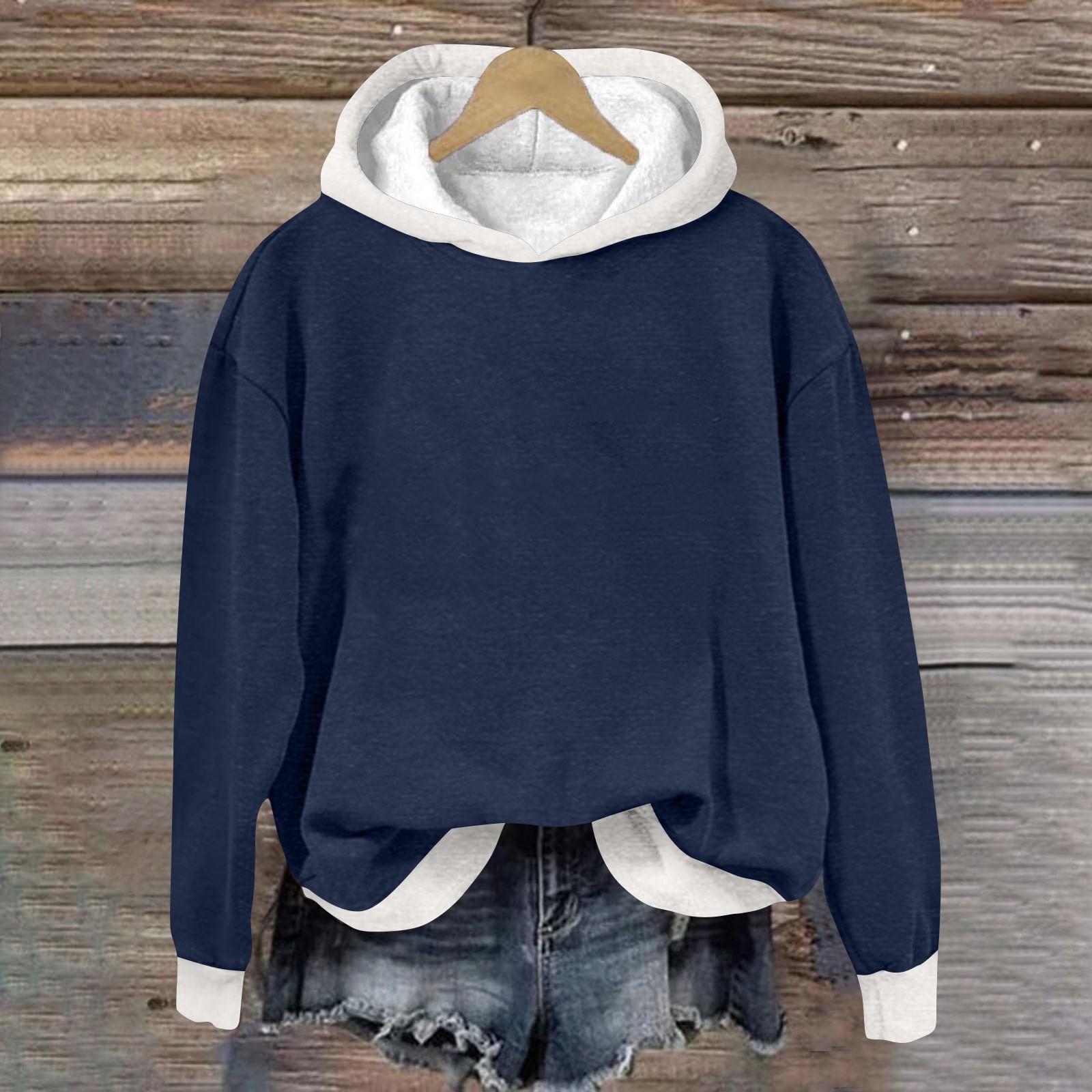 

Жіноча мода Щоденні універсальні повсякденні світшоти Топ з довгими рукавами Світшоти L Темно-синій