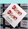 Handmade Red Lion Dance Chinese Style Short Fashionable Nail Art Sticker