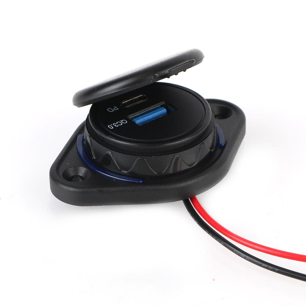 Car Charger USB Charger with Sliding Cap Fast Charge USB Charger Light Car Charger 12-24V QC3.0+ PD Car USB Port Charger