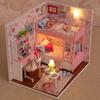 Wooden Mini Miniature Doll House DIY Small House Kit Production Room Princess Toys Home Bedroom Decoration with Furniture Gifts
