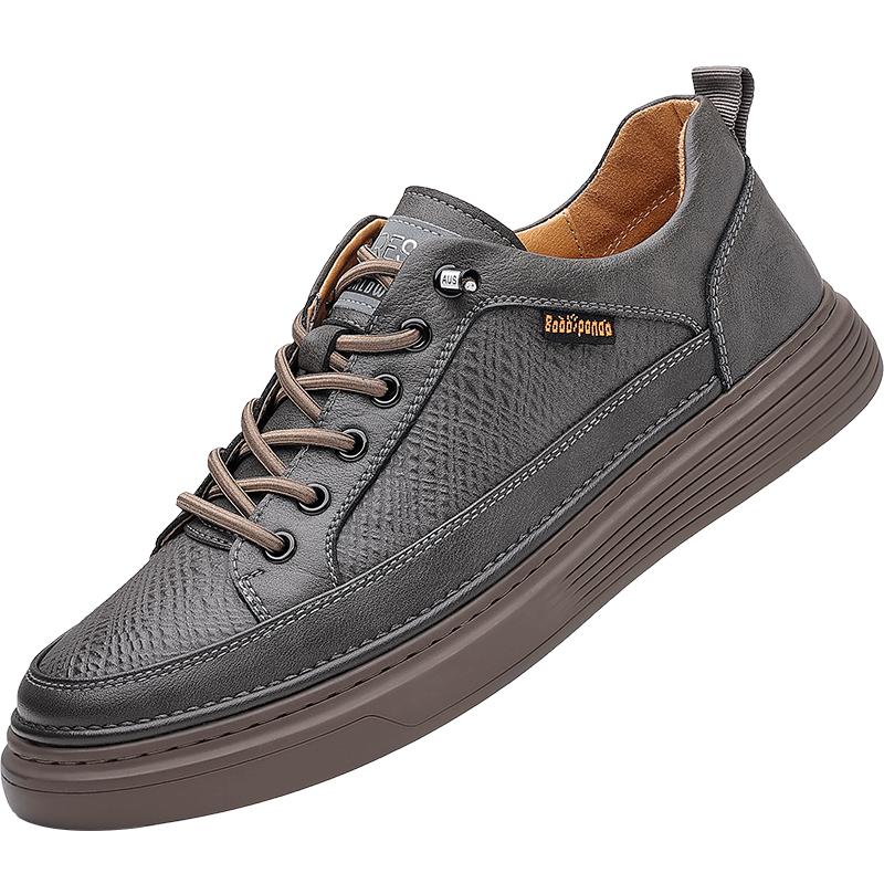 

High Quality Men Casual Leather Vulcanized Shoes Outdoor Waterproof Flat Designer Walking Shoes 2024 Comfy Casual Shoes 44 серый
