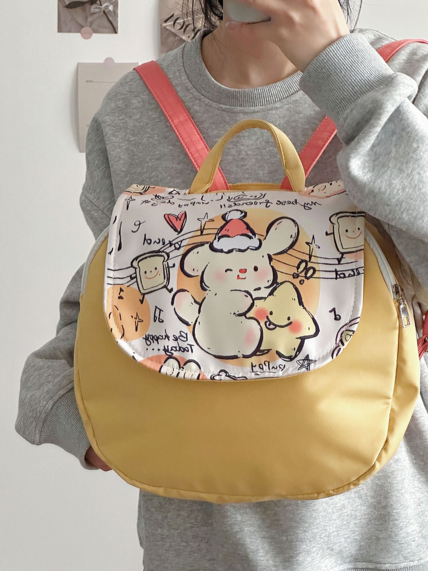 

Korean version of cute cartoon girl puppy backpack 2025 niche design casual versatile large-capacity student schoolbag жовтий