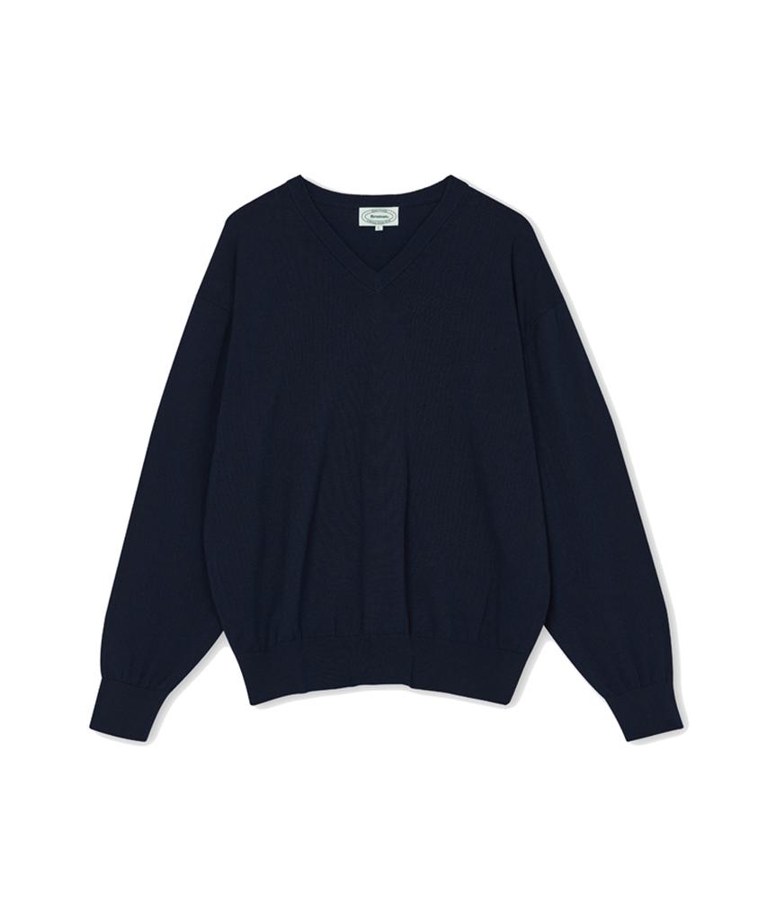 Beulumeon Cotton V-Neck Knit (Navy)
