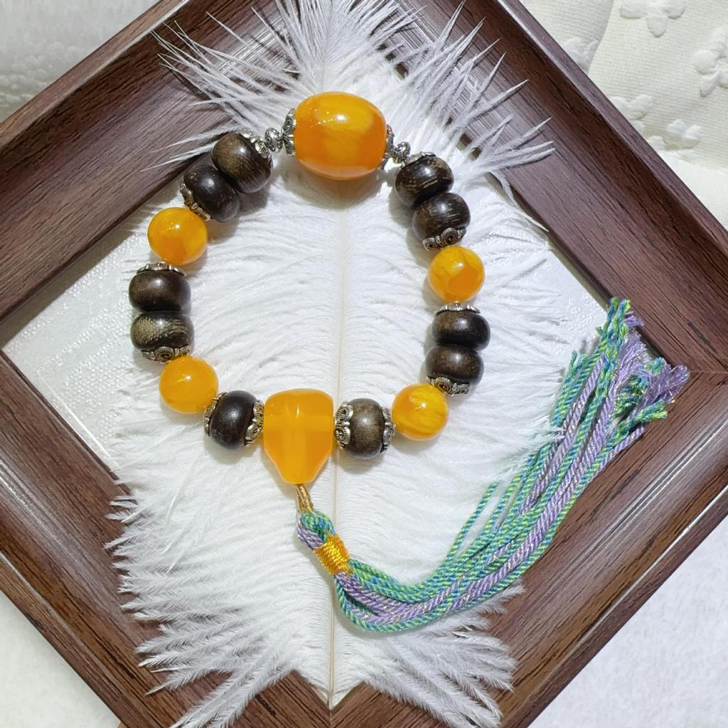 Original Chinese Agarwood Multi-Treasure Bracelet for Women - Natural Wood Beads, Retro High-End Style