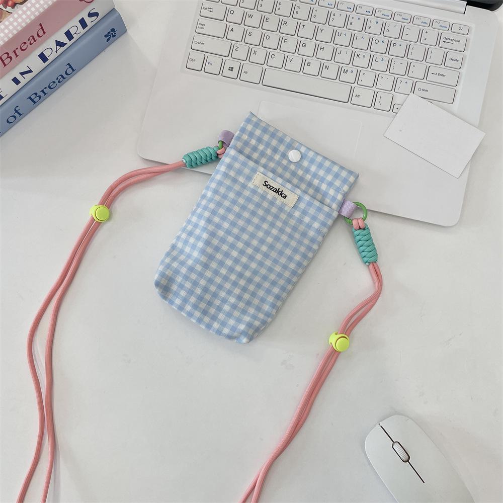 New Grid Phone Bag Miscellaneous Storage Bags Walking Key Card Bag Coin Purse Girls Shoulder Bag Crossbody Bags Phone Pouch