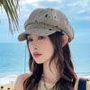 Hat Female High-End Sense Hole Solid Color Versatile Octagonal Hat Literary Retro Casual Newsboy Hat