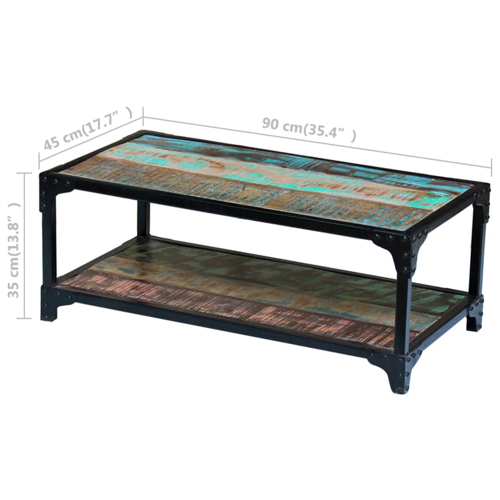 Vintage Style Solid Reclaimed Wood Coffee Table