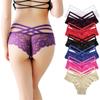 Women Lace Mesh Sheer Hollow Out Triangle Panties Strappy Design Low Waist Underwear Breathable Soft Fabric Intimate Apparel