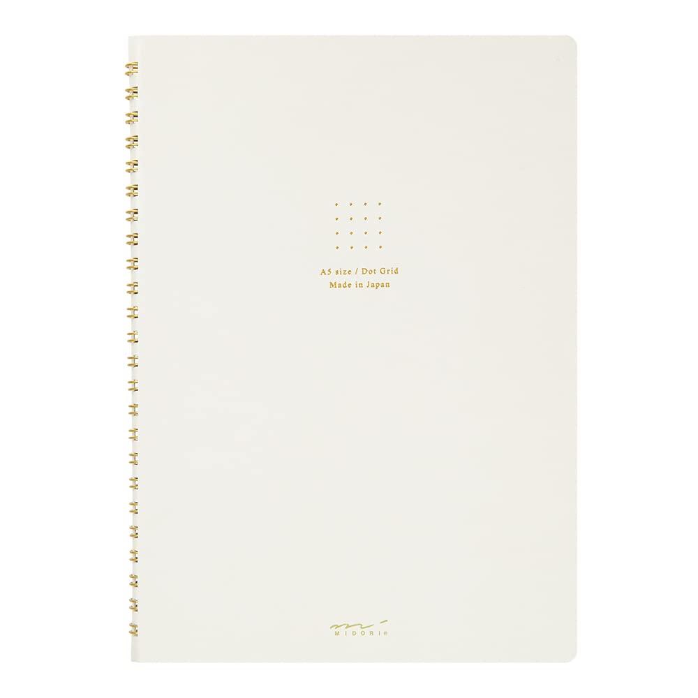 MIDORI Ring-Bound Notebook, Color Dot Grid, A5 - White
