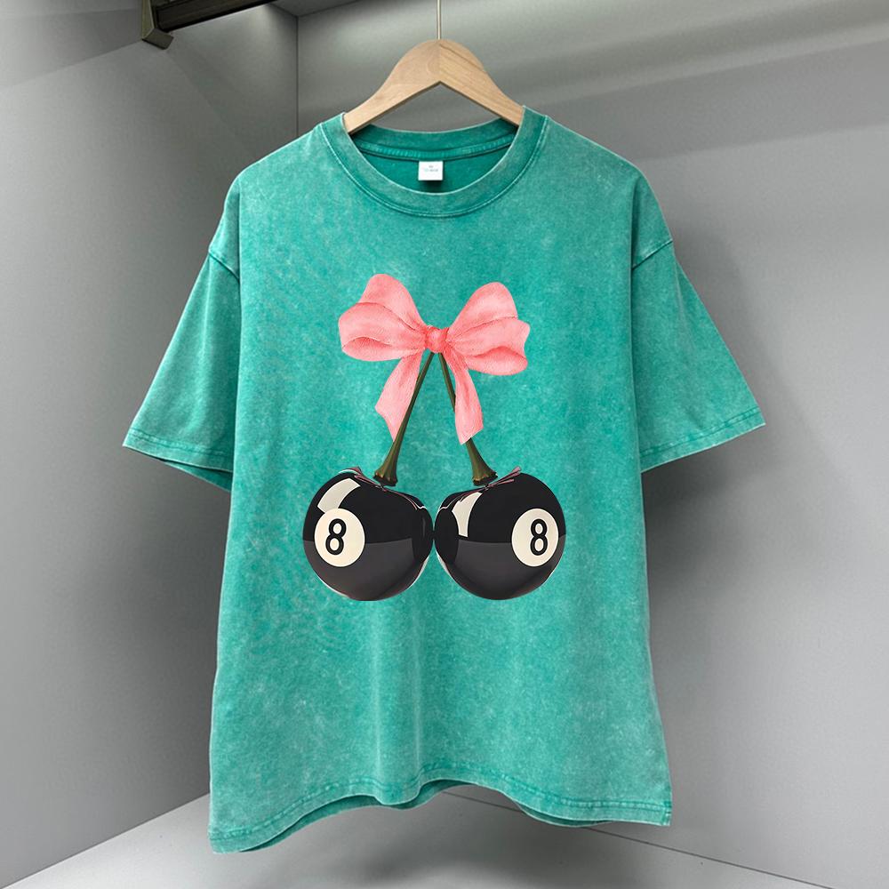 Pink Bow Black Billiards 8 Cherries Men Clothing Fashion Tshirt Tee Clothes Breathable Cotton Summer T-Shirt