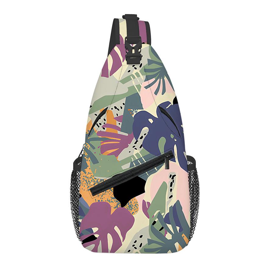 Blumenast-Muster Brusttasche Junge/Mädchen Bestes Geschenk 2D Cartoon Große Kapazität Sport Freizeit Mode Fitness Tasche für Kinder