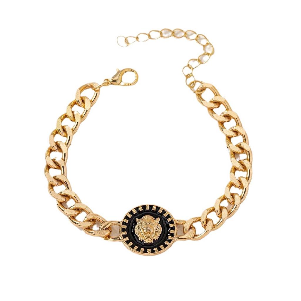 Acessórios Populares Pulseira Cabeça de Leão Personalidade Feminina Hip Hop Punk Style Pulseira da Moda