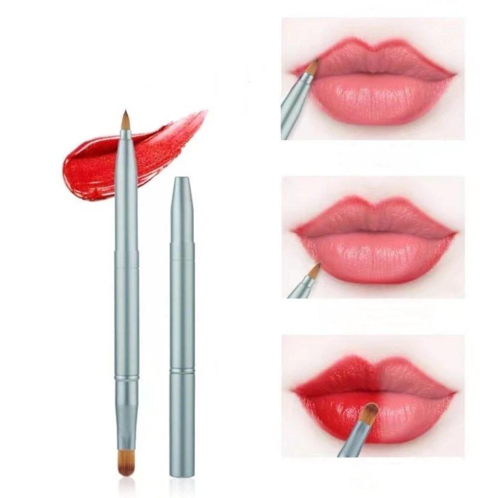 Double-headed Lip Gloss Brush Telescopic Lipstick Brush Portable Retractable Lip Brush  Travel Green