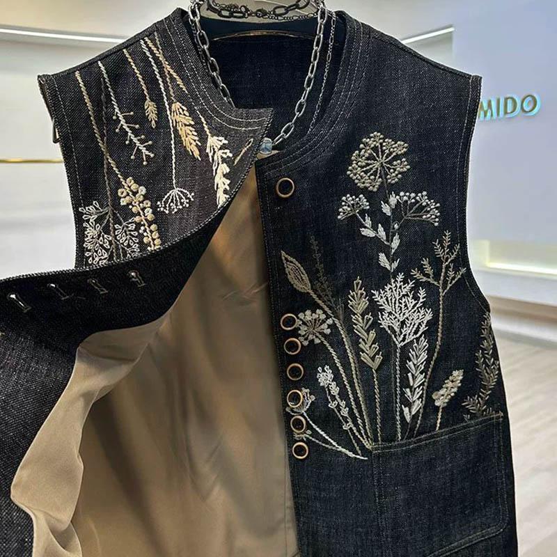 Vestă Denim Femei Vară Bumbac Vestă Oversize Culoare Solidă Mărimi Mari Casual Fără Mâneci Palton Nasturi Vestă