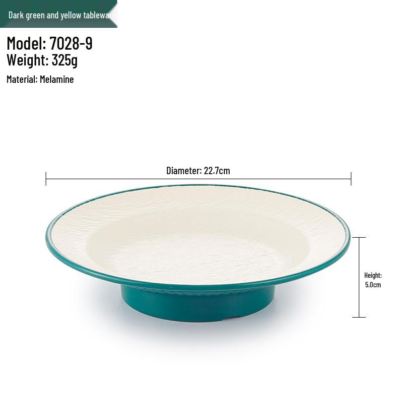 Melamine Straw Hat High-Footed Deep Plate for Pasta, Cold Dishes, and Mixed Noodles - Restaurant Tableware