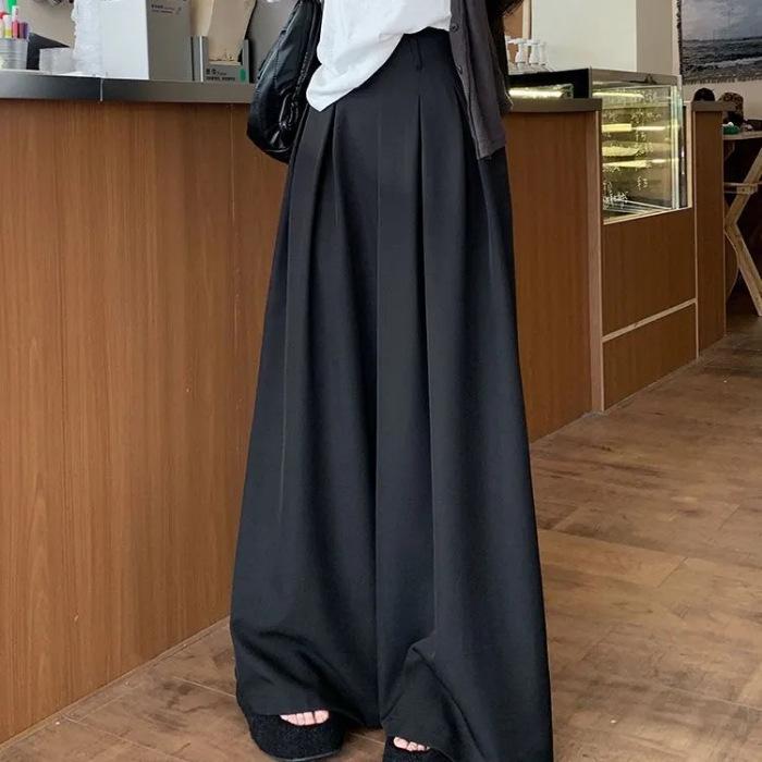 Women s High Waist Wide Leg Drape Pants - Spring/Summer Casual Loose Fit L чёрный