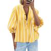 New Summer and Autumn Striped Shirt with Puffed Sleeves and Loose Top for Women