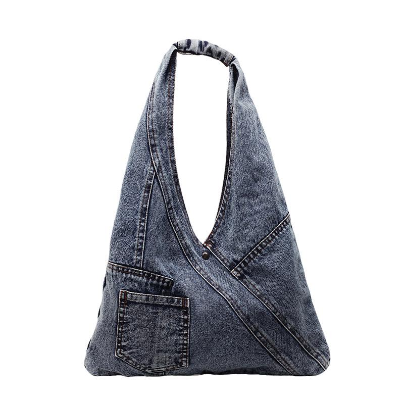 

Women s Denim Tote Bag Fashionable Oversized Shoulder Bag Casual Everyday Canvas Style Handbag синий