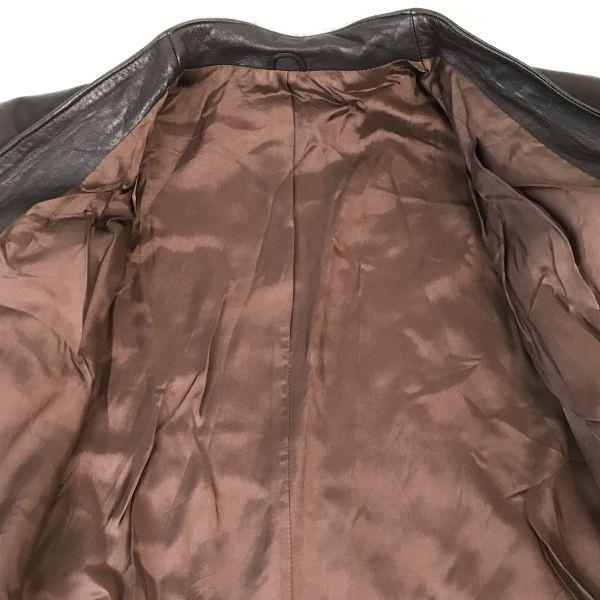 Pas De Chat Lambskin Leather Coat Women M 38 Brown No Collar Genuine Leather(USED)