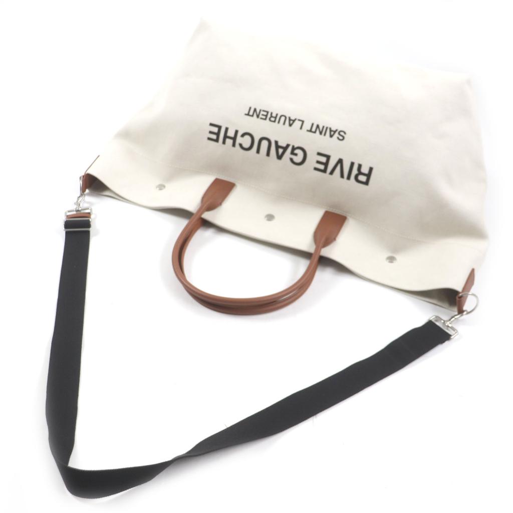 Excellent SAINT LAURENT PARIS Tote Bag Rive Gauche Maxi 2WAY Beige brown 685543 Used