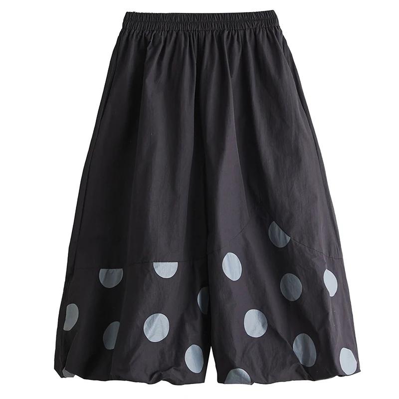 

Xitao Свободные повседневные брюки с широкими штанинами и принтом в горошек, однотонные, новые WLD20243 One Size чёрный