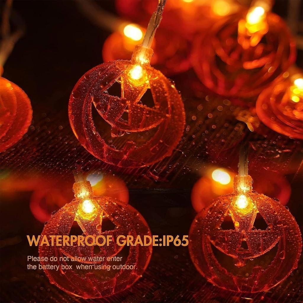 1pc 20LED Orange Flat Hollow Halloween Pumpkin Lights String Battery Powered Suitable For Home Party Garden Yard Halloween Decor