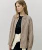 Lora Lora Round Collar Check Shirt Camel