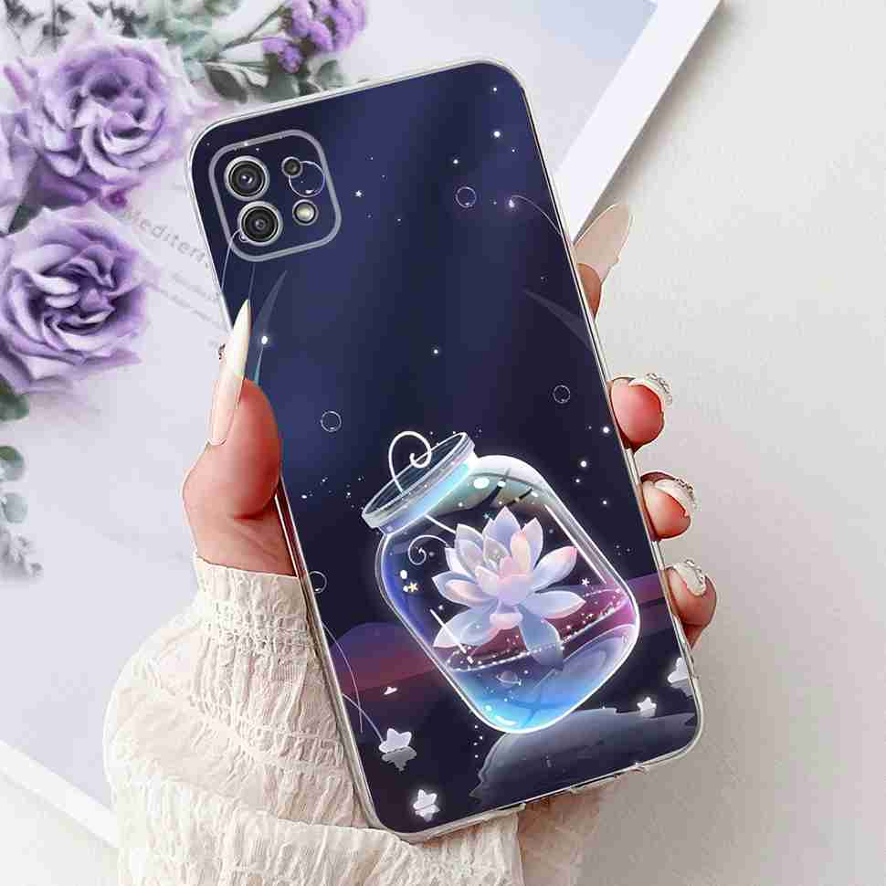 For Samsung Galaxy A22 5G Case SM-A226B Fashion Flower Bear Soft Silicone Cover For Samsung A22 A22 SM-A226BRN 6.6" Phone Casing
