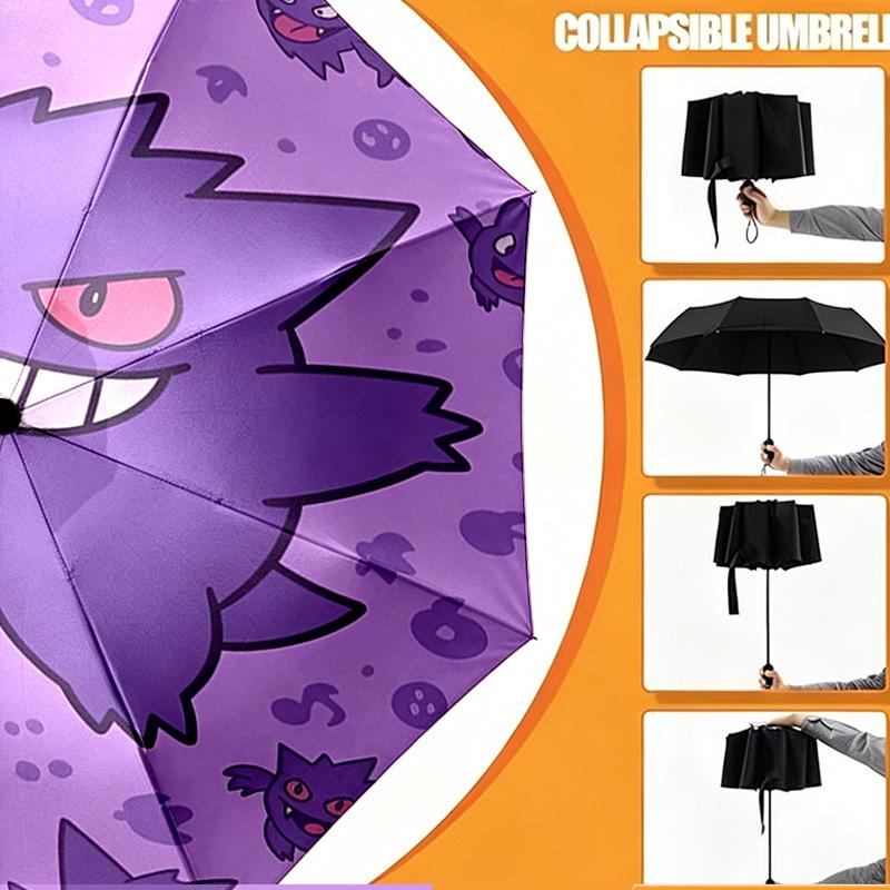 Gengar Print Umbrella Automatic Opening/ Closing - Portable Foldable Design - Daily Use for Travel/Outdoor - Gift for Birthday