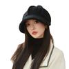 Winter Hat Women's Japanese Plush Big Head Circumference Octagonal Hat Plush Warm Face Small Cap Tide