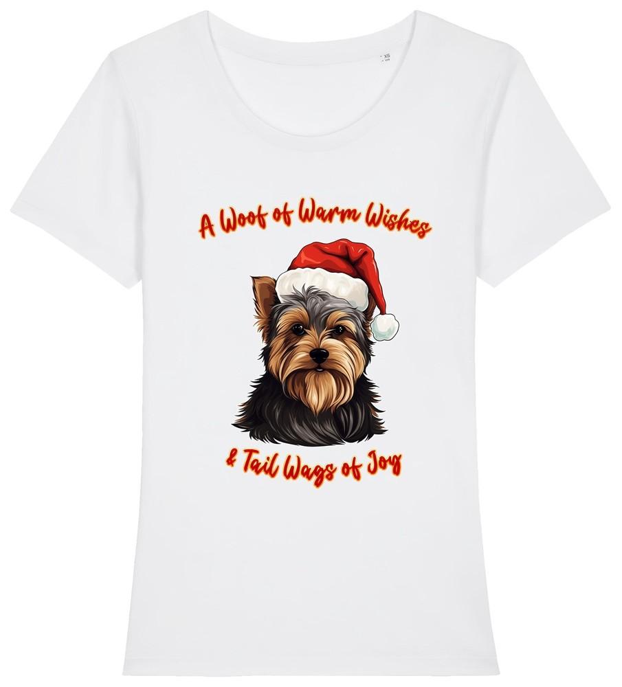 

Womens YORKSHIRE TERRIER Christmas T-Shirt Santa Hat Dog Woof Wishes Animal Pet 3XL