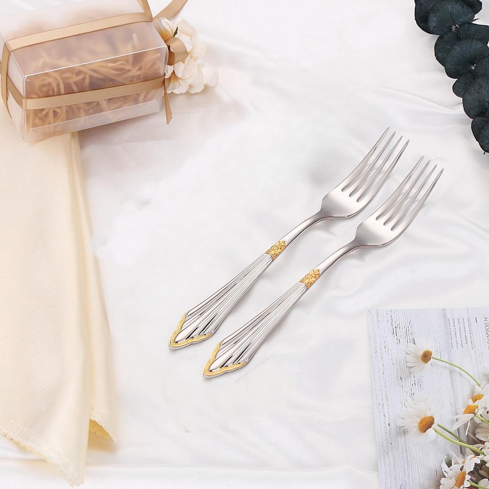 2/3/4/5/6 Pieces Luxury Gold Plated Stainless Steel 304 Dinner Fork Set Table Forks Mirror Polished Dishwasher Safe For Home