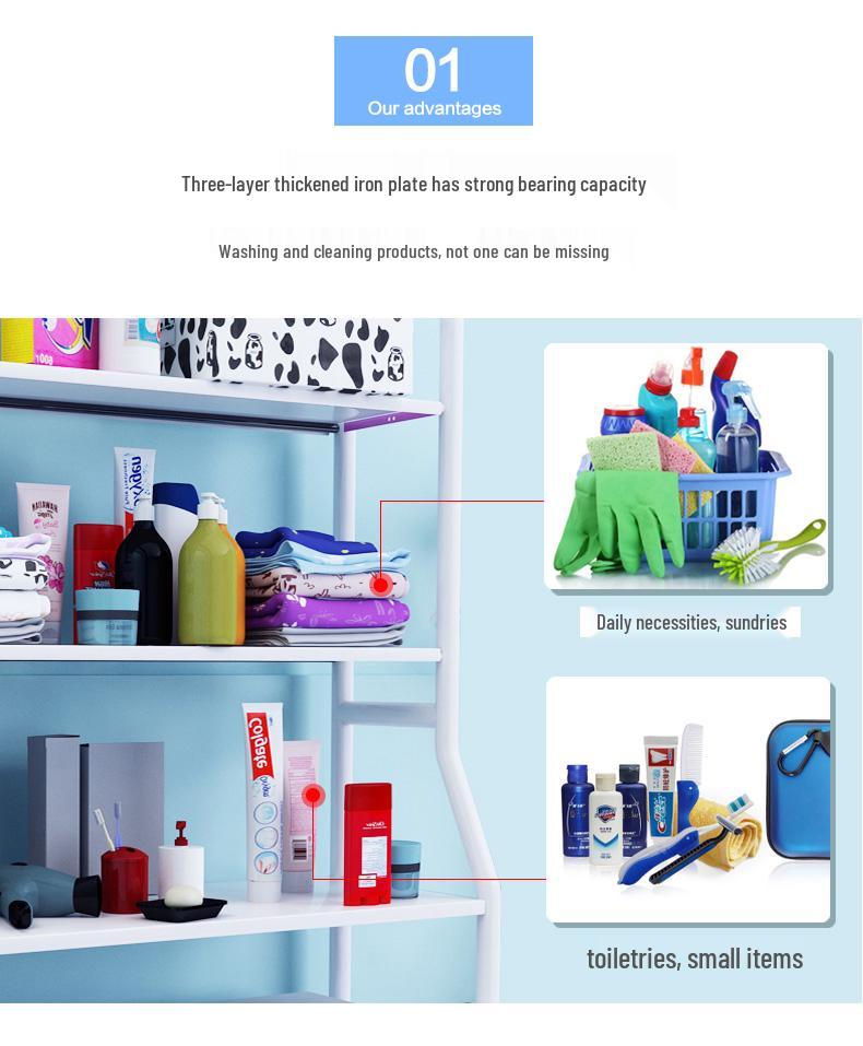 Floor-Standing Bathroom Storage Rack: No-Drill Washbasin, Toilet & Washing Machine Organizer.