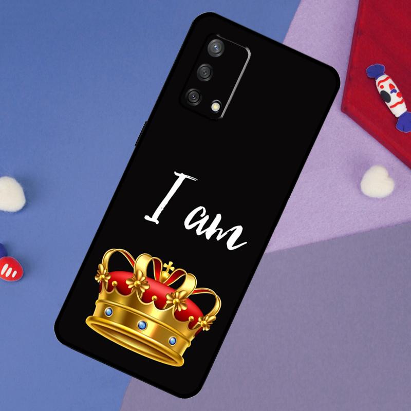 

King Queen Crown Case For Oppo A78 A18 A38 A74 A94 A54 A58 A98 A80 A60 A40 A96 A76 A16 A15 A17 A57 A5 A6 Pro OPPO A16