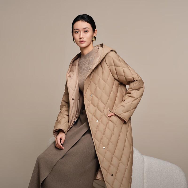 BOSIDENG Women's Goose Down Diamond Quilted Hooded Jacket