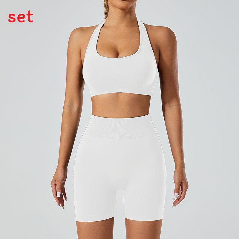 Yoga Outfit Women Seamless High Elastic Shorts Sports Bra Set With Moisture Wicking For Fitness And Running