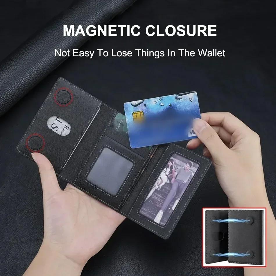 Men Magsafe Card Holder Unisex PU Leather Magnetic Cardholder Card Bag Wallet for Apple for Phone 16 15 14 13 12 Pro Max Mini