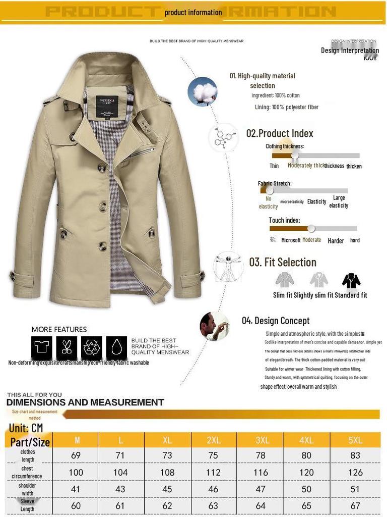 Giacca casual da uomo transfrontaliera in cotone per primavera e autunno 2025