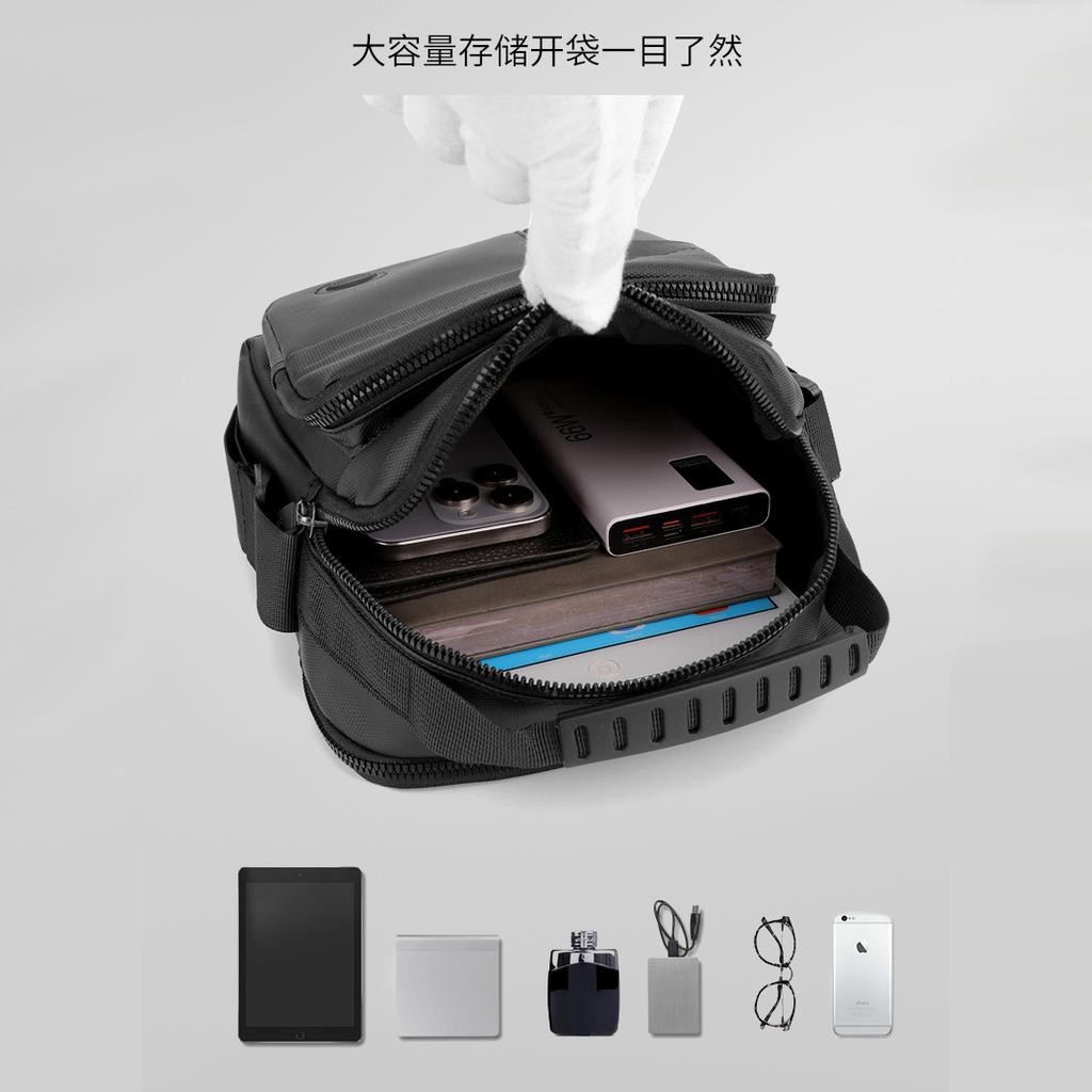 New Leather Film Simple Men's Shoulder Bag Casual Sports Bag Men's Solid Color Waterproof Trendy Bag Messenger Bag