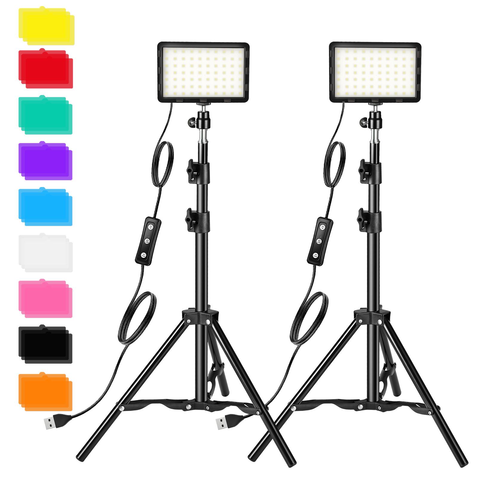 

2Pcs/Set Live Broadcast LED Fill Light with Floor Stand and 9 Color Filters Type A