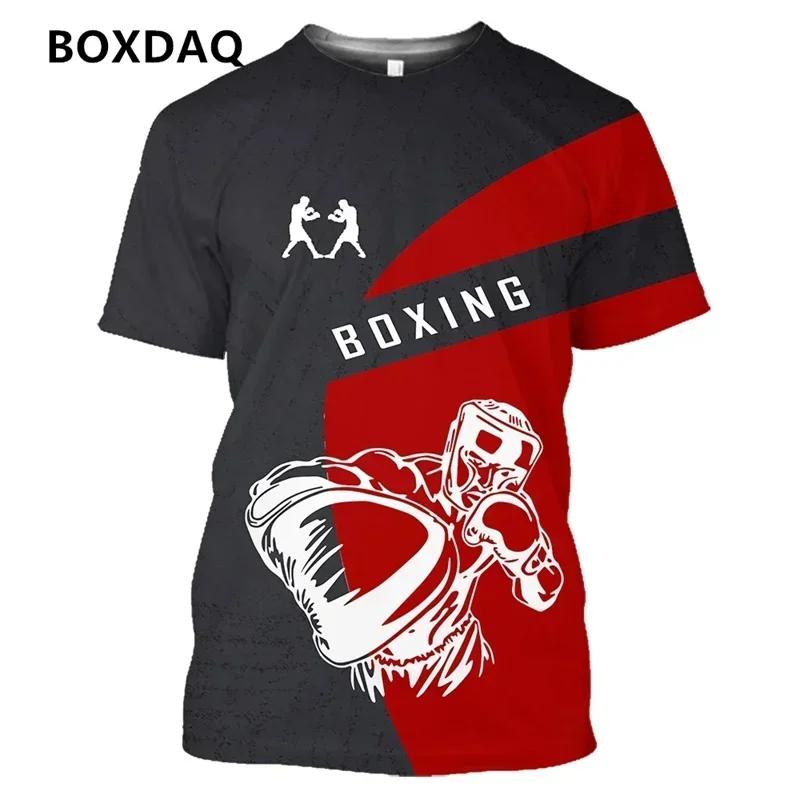Short Sleeve Men's Sports T-Shirts Boxing Fight Workout Casual Sporty Tops 3D Print Street Style O-Neck Tee Plus Size 6XL