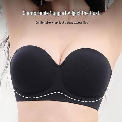 Seamless Strapless Halter Neck Push-Up Bra for Women - Anti-Slip, Invisible, Thickened for Small Bust