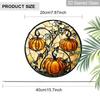 2D Vlak Glas-in-lood Herfst Pompoen Raamdecoratie, 6,3/7,87 Inch Kleurrijk Glasplaat met Ketting, Charmante Herfst Zonenvanger Huisdecoratie, Uniek