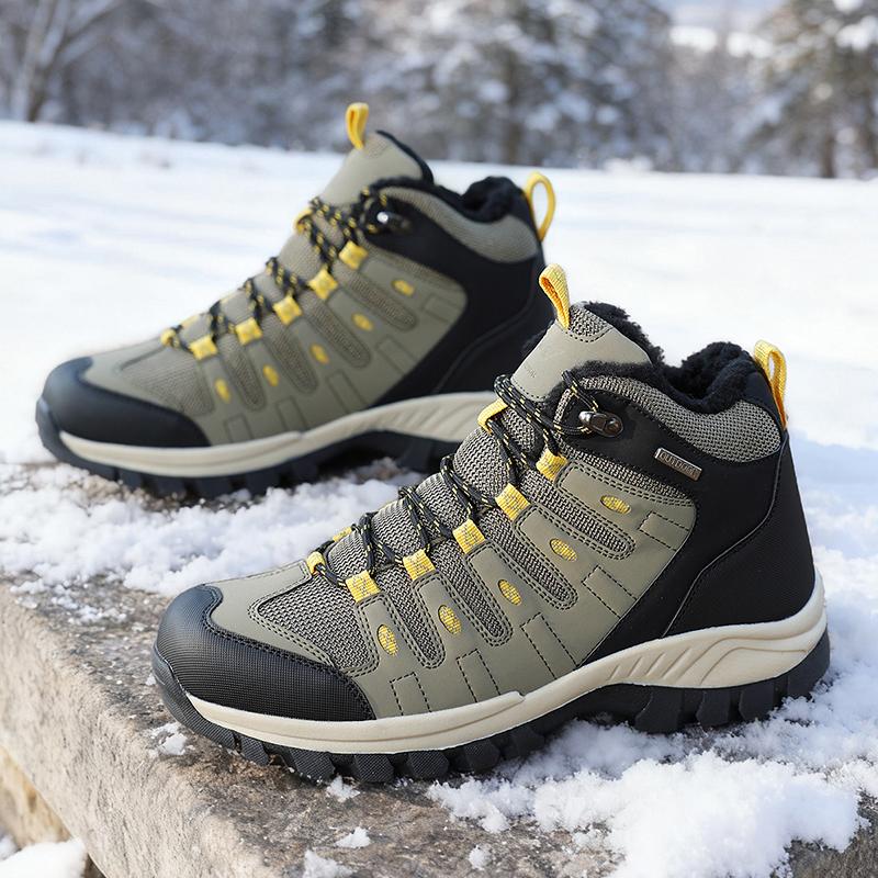 TUINANLE Men Hiking Shoes Outdoor Warmth Plush Lace-up Anti-slip Men High-top Boots Breathable Thick-soled Casual Sports Shoes 46 коричневый 3690₽