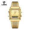 Leibingji Men's Multifunction Quartz Waterproof Sports Watch with Steel Band and Dual Display.