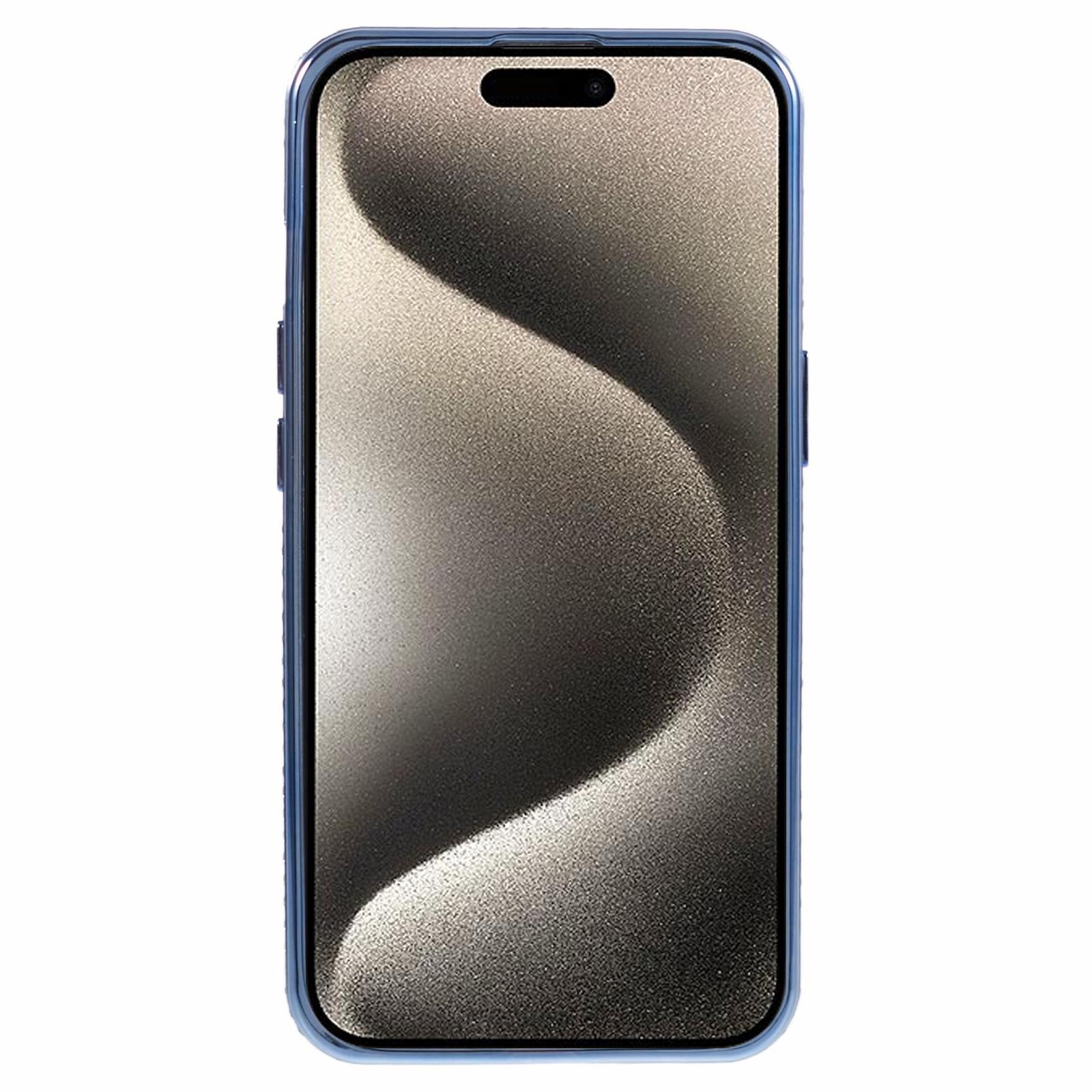 

For iPhone 15 Case Gradient TPU Phone Cover with Rhinestone Lens Frame Rose Gold